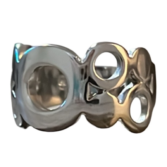 Dreamy Liquid Sterling Silver Cut Out Circle Bubble Band Ring - Picture 2 of 6